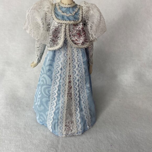 Traditional Russian Folk Doll Blue Dress W/Silver & Lace Handcrafted Collectible - Picture 10 of 11